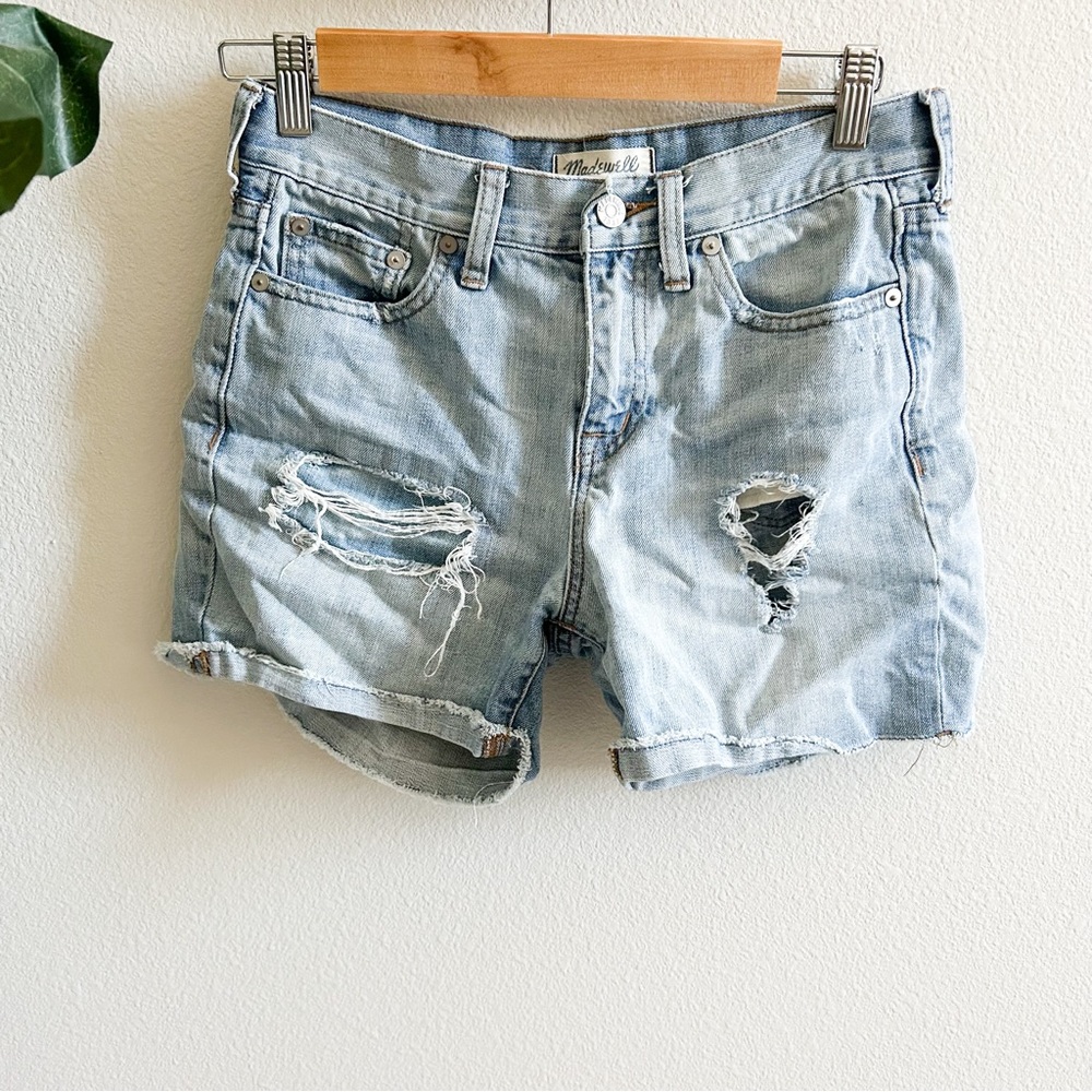 Madewell Light Wash Distressed Denim Shorts